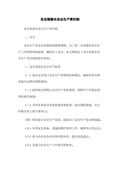 安全部部长安全生产责任制