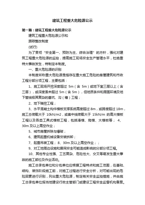 建筑工程重大危险源公示