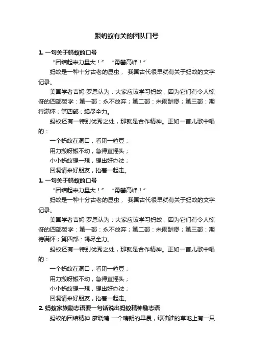 跟蚂蚁有关的团队口号