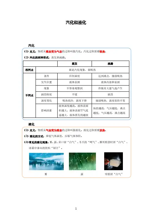 汽化和液化--精练题(含答案与解析)