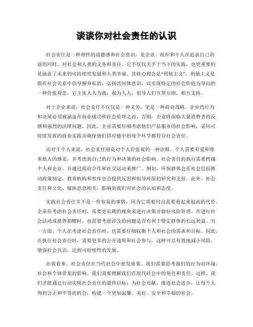 谈谈你对社会责任的认识