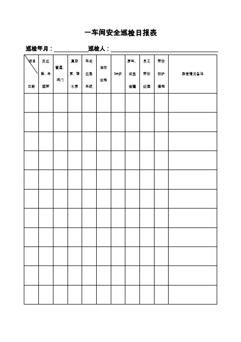 安全员巡检记录表、巡检内容表