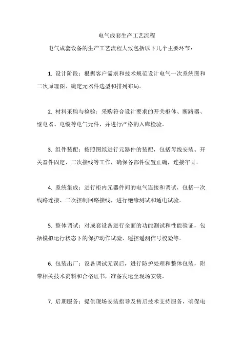 电气成套生产工艺流程