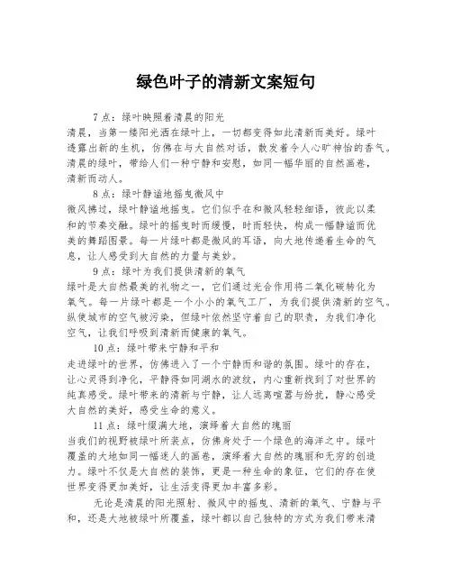 绿色叶子的清新文案短句