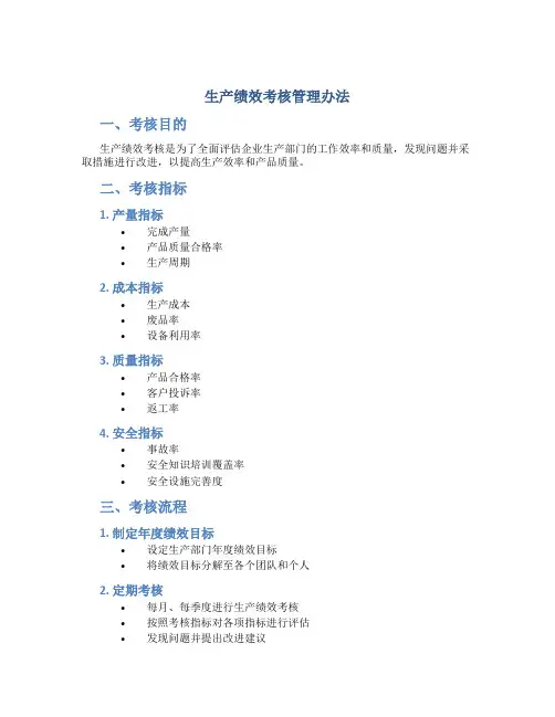生产绩效考核管理办法