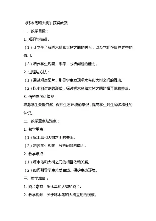 《啄木鸟和大树》获奖教案