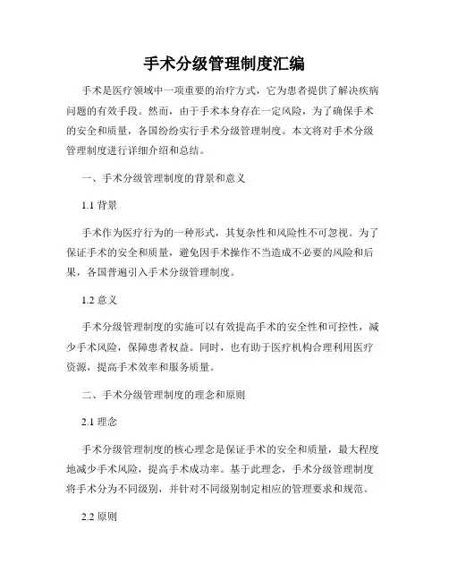 手术分级管理制度汇编