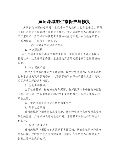 黄河流域的生态保护与修复