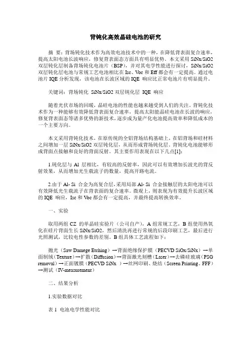 背钝化高效晶硅电池的研究