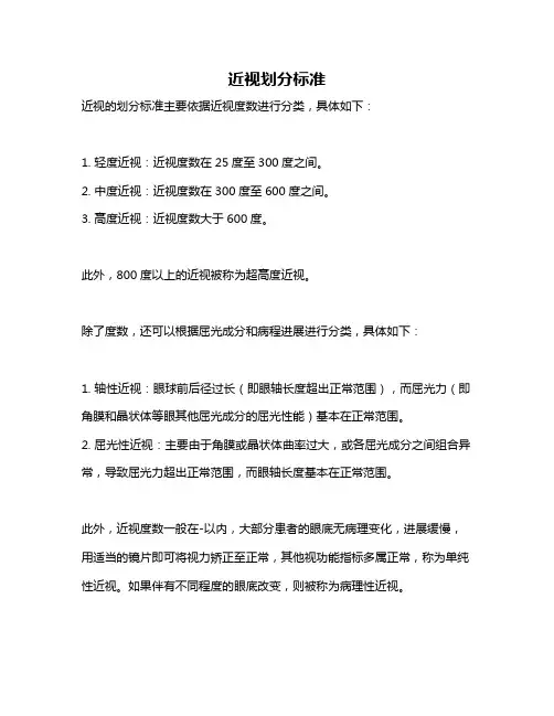近视划分标准