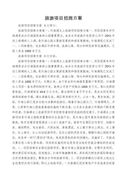 旅游项目招商方案