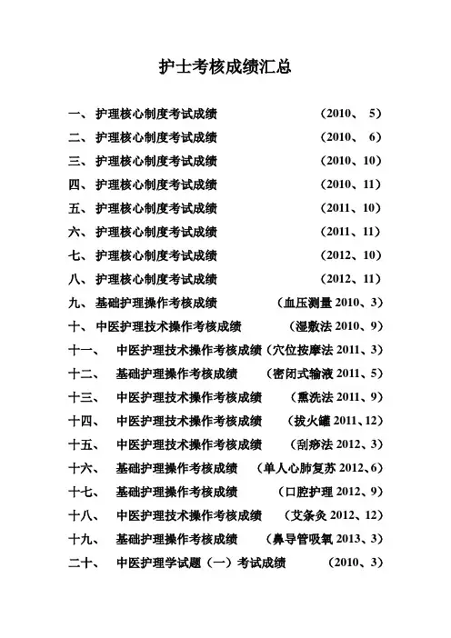 护士考核成绩汇总