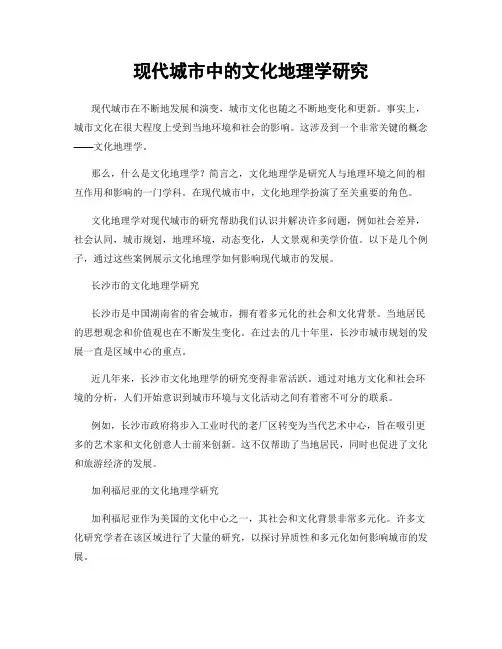 现代城市中的文化地理学研究