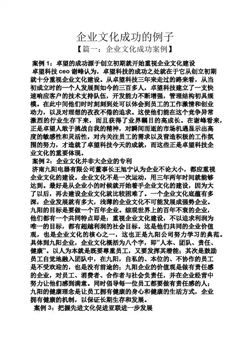 企业文化成功的例子
