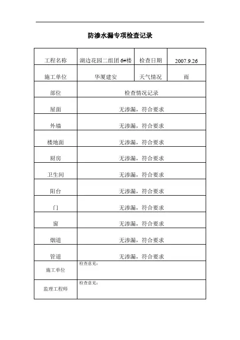 防渗水漏专项检查记录