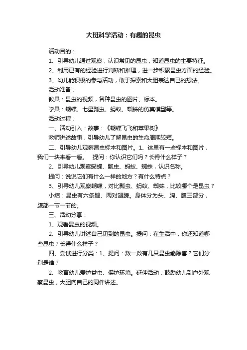 大班科学活动:有趣的昆虫