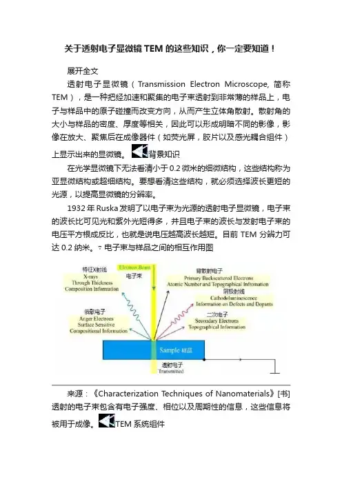 关于透射电子显微镜TEM的这些知识，你一定要知道！