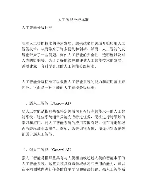 人工智能分级标准