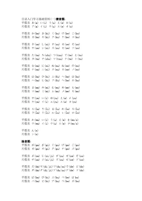 清音图  浊音图  拗音图