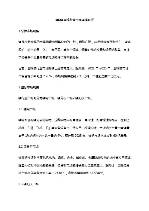 2023年镍行业市场规模分析