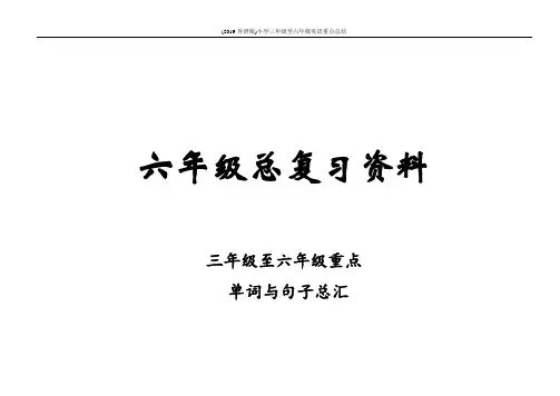 (2019外研版)小学三年级至六年级英语重点总结