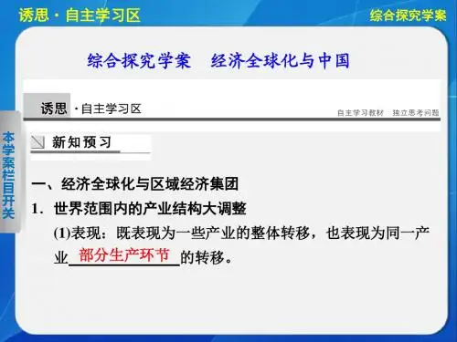 综合探究学案_经济全球化与中国