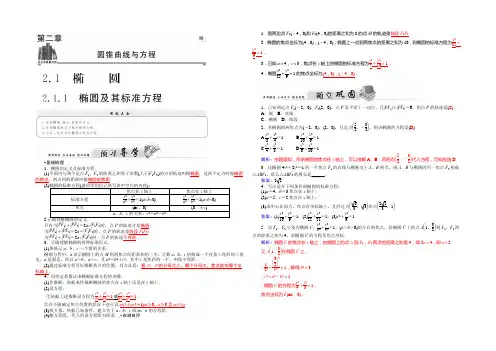 2021-2022高二人教版数学选修1-1练习：2.1.1椭圆及其标准方程 Word版含答案