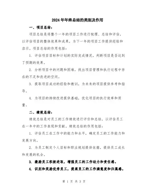 2024年年终总结的类别及作用