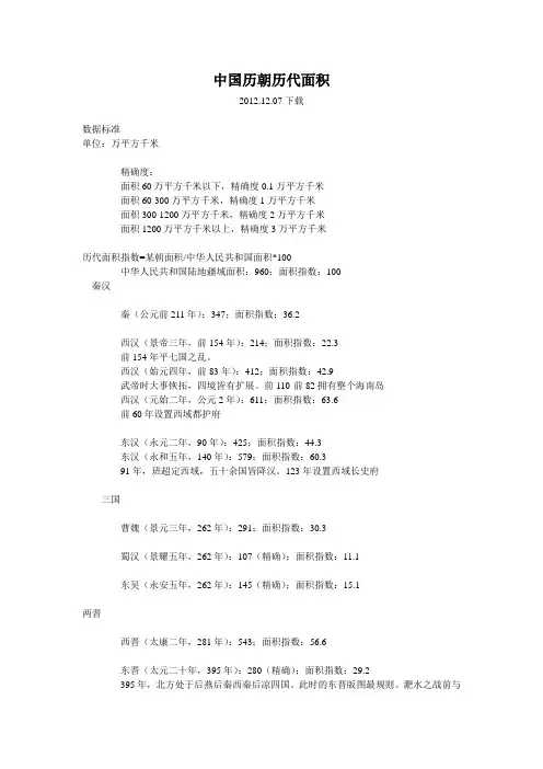 中国历代疆域面积