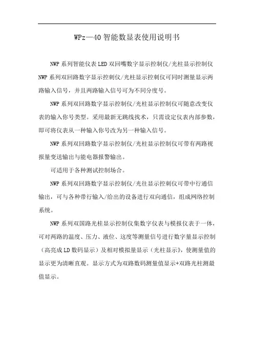 WPz—40智能数显表使用说明书
