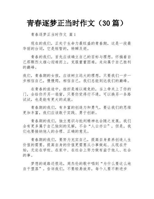 青春逐梦正当时作文(30篇)