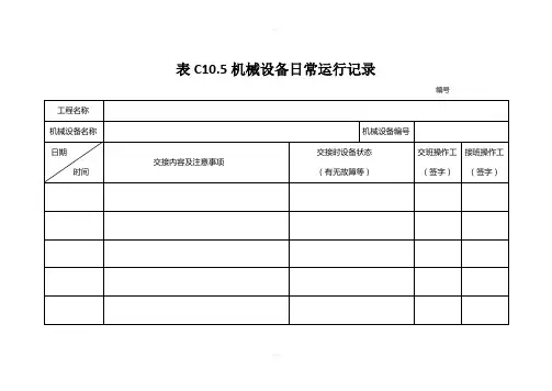 表C10.5机械设备日常运行记录