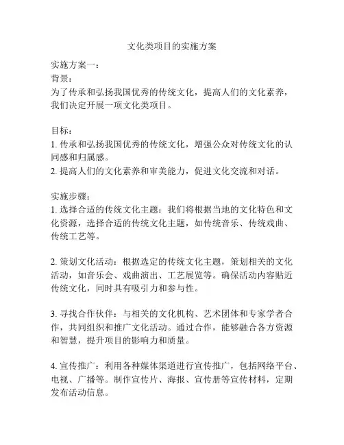 文化类项目的实施方案