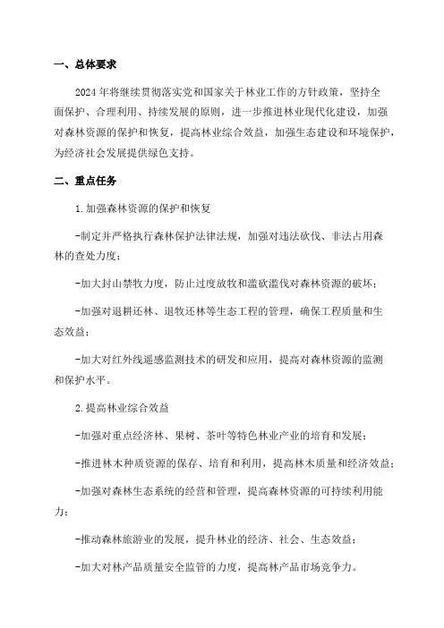 2024年林业工作实施方案