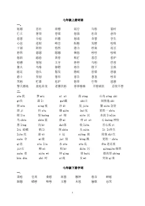 初中语文字词练习汇总