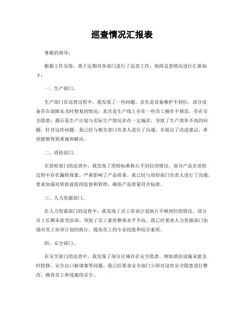 巡查情况汇报表