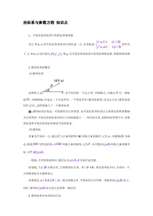 [整理版]高中数学选修4—4（坐标系与参数方程）知识点总结