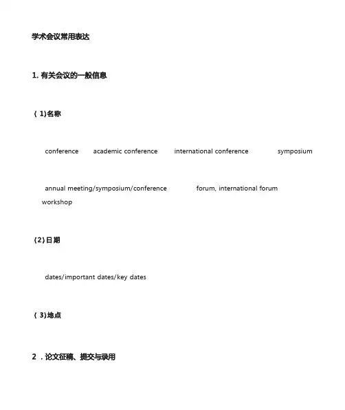 国际学术会议常用语英语