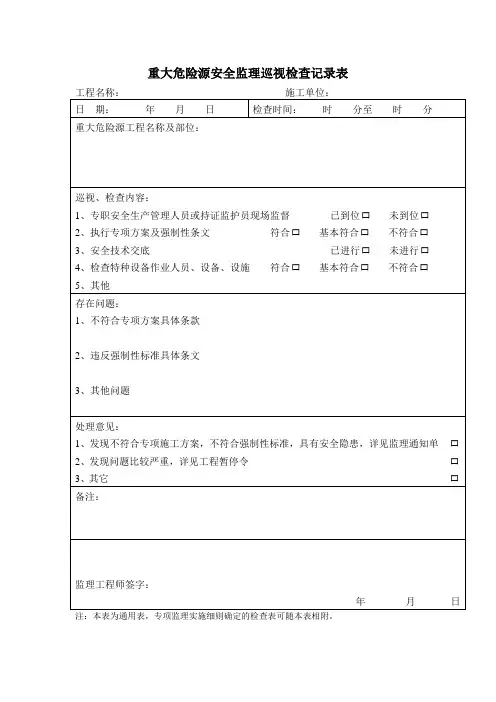 重大危险源检查记录表(通用)