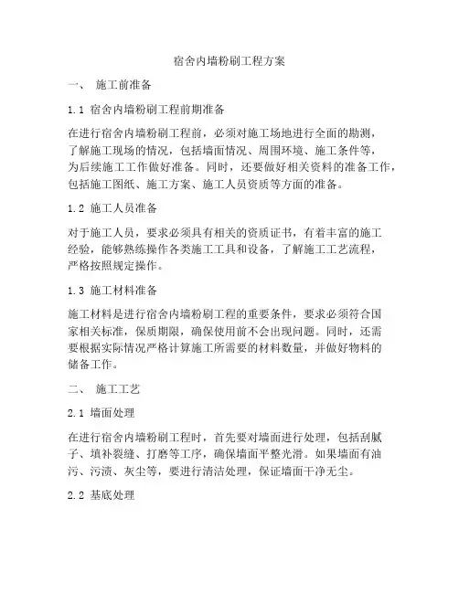 宿舍内墙粉刷工程方案