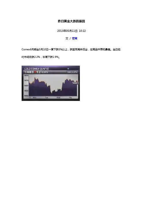 昨日黄金大跌的原因