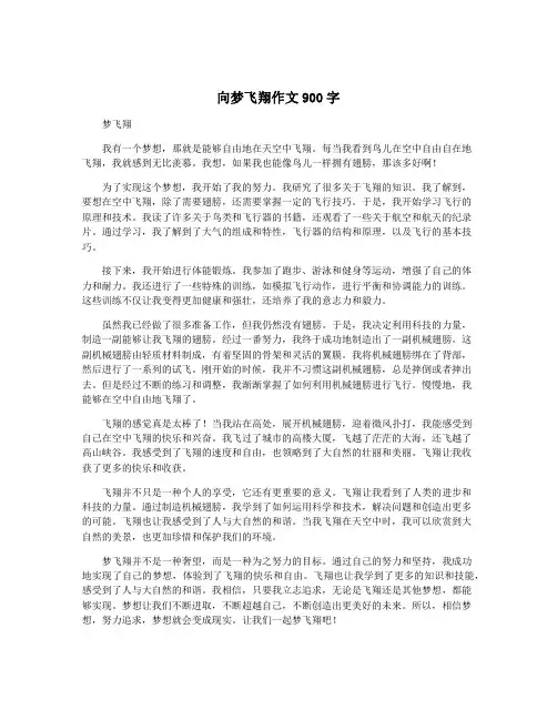 向梦飞翔作文900字