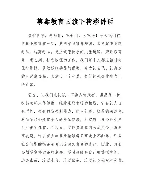 禁毒教育国旗下精彩讲话