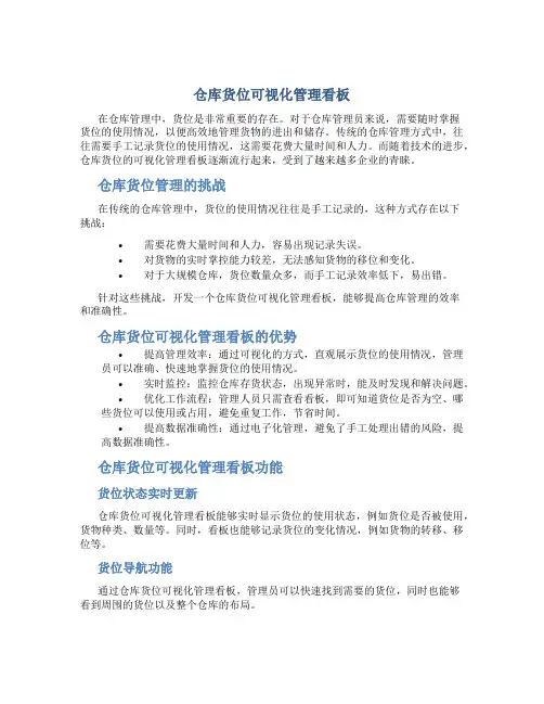仓库货位可视化管理看板