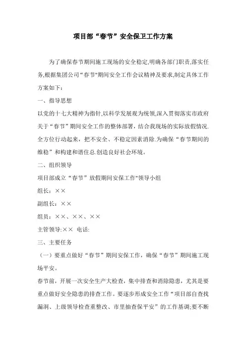春节安全保卫工作方案