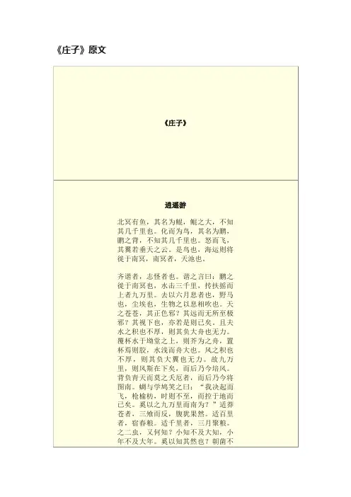 《庄子》原文