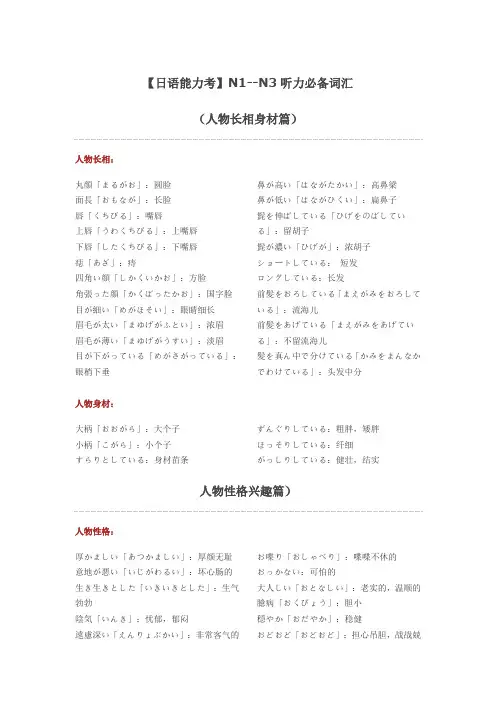 日语N1--N3听力必备词汇(完整版)