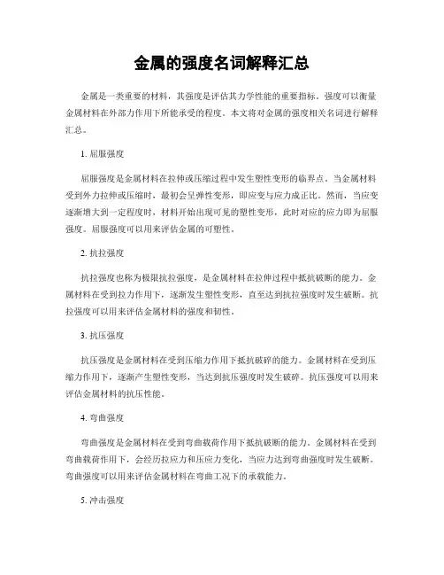 金属的强度名词解释汇总