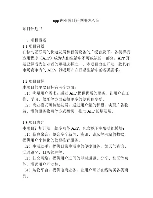 app创业项目计划书怎么写