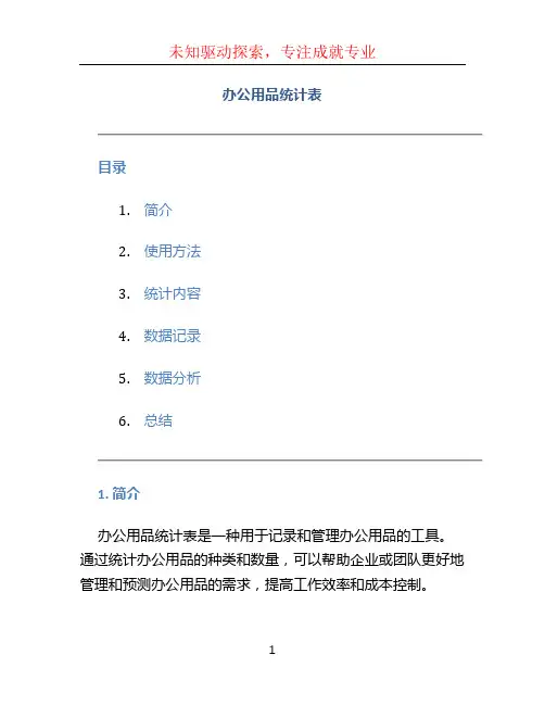 办公用品统计表